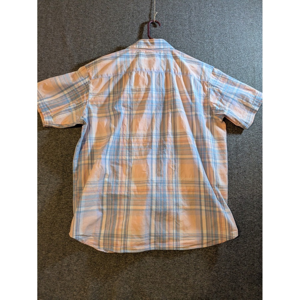 Columbia Shirt Mens Sz XL Peach & Blue Plaid Short Sleeve Button Down - Picture 10 of 11